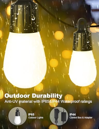 Outdoor String Lights 18 LED Bulbs, 64(52+12) ft RGB+IC+Warm White - Image 4