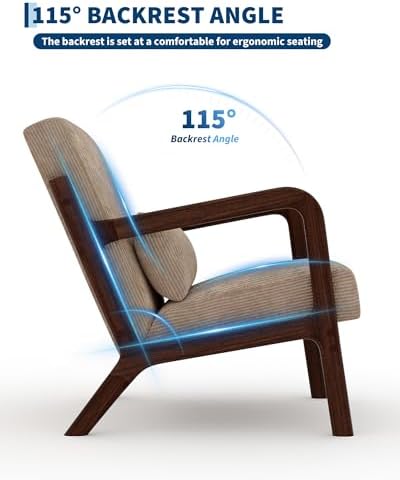 Garvee Mid Century Accent Chair, Upholstered Armchair with Lumbar Pillow - Image 5