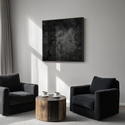 Framed Modern Black Abstract Square Wall Art Decor for Living Room, 30x30 - Image 2