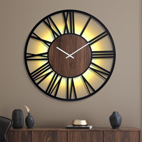 30 Inch Large Metal Wall Clock with Voice and Light Sensor Night Light, Glow in The Dark Non-Ticking Silent Battery Operated Decorative Oversized Wall Clock for Bedroom Living Room Decor by ArtfulClocksBeautifulMoments