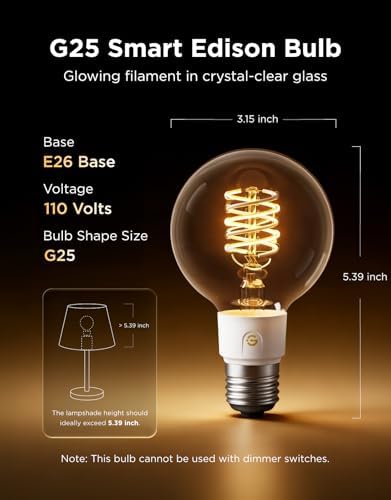 Govee Edison Bulbs, G25 Smart Vintage Light Bulbs, RGBWW, E26 Base 4 Pack - Image 2