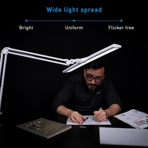 Daylight Lumi Lite LED Table Lamp with Clamp – 3 Brightness Levels, Memory Function, Spring-Balanced Adjustable Arm, 95+ CRI, 5500K Daylight Light for Crafting, Reading, Sewing & Hobby Work - Image 5