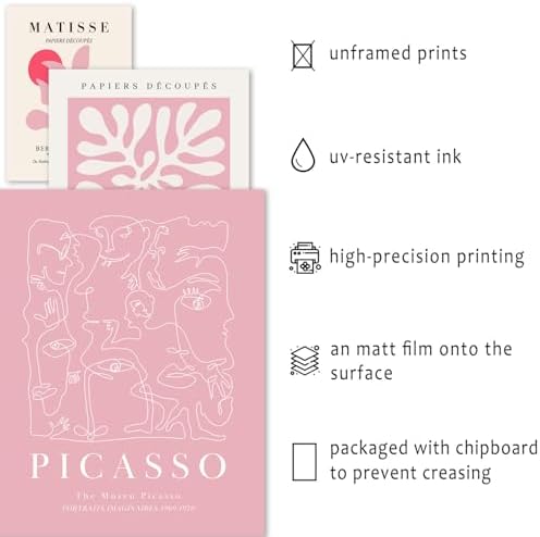 ANERZA 16 PCS Pink Wall Art Decor, Matisse Gallery Wall Prints for Bedroom, Light Pink Posters for Room Aesthetic, Collage Kit Pictures for Living Room, Teen Girls Dorm Home Artwork - Image 3
