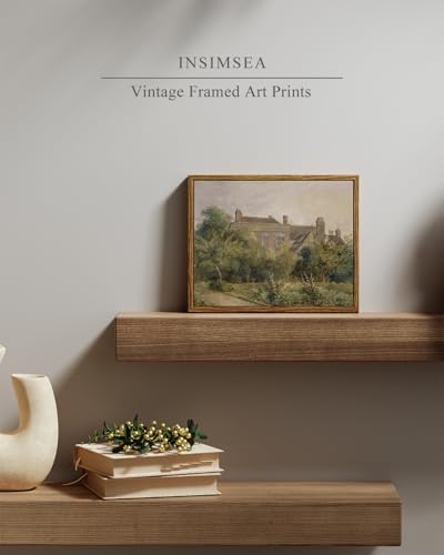 InSimSea Framed Canvas Wall Art Vintage Decor, Home Decor Classical Scenery Watercolor Painting Canvas Prints Wall Decorations for Living Room Home Farmhouse Bathroom Decor, 8"x10" - Image 2