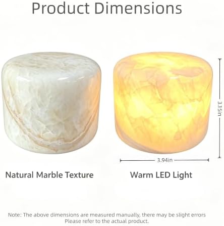Marble Lamp Luxury Stone Table Lamp Type-C Rechargeable Touch Night Light Small Bedside Lamp Cordless Ambient Light for Home Decor, Bedroom, Living Room & Office (Glacier Jade) - Image 4