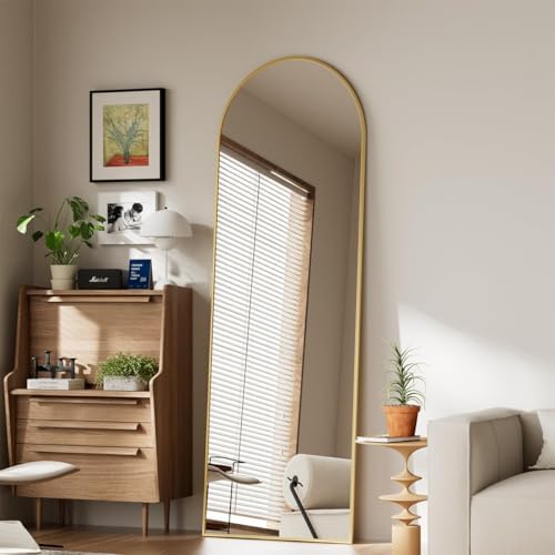 Koonmi 21"x56" Arched Full Length Mirror, Gold Large Floor Mirror with Aluminum Alloy Frame, Standing Hanging or Leaning Wall-Mounted Full Body Mirror for Living Room and Bedroom - Image 6