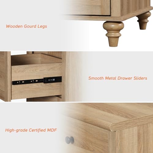 WAMAPT Buffet Cabinet with 4 Doors&2 Drawers, Large Wood Sideboard Table - Image 4