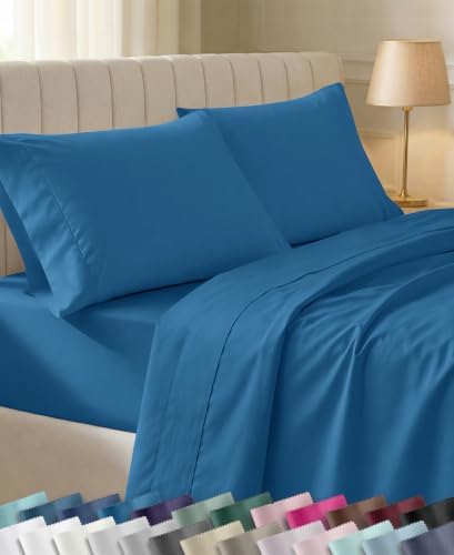 California Design Den Soft 100% Cotton King Size Bed Sheet Set, Cobalt Blue by CaliforniaDesignDen