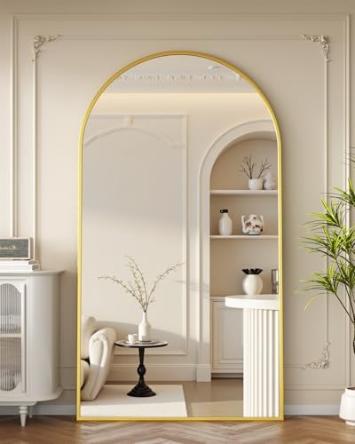 82"x44" Arched Full Length Mirror with Stand,Full Body Floor Mirror - Image 2