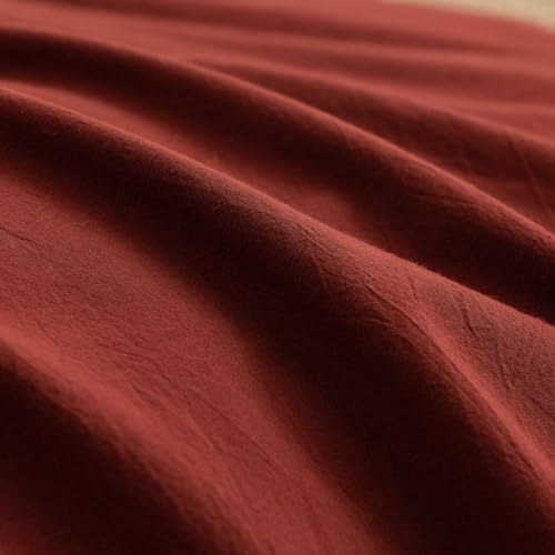 BESTOUCH Cotton Solid Duvet Cover Set Fired Brick Red Super King Plus - Image 6