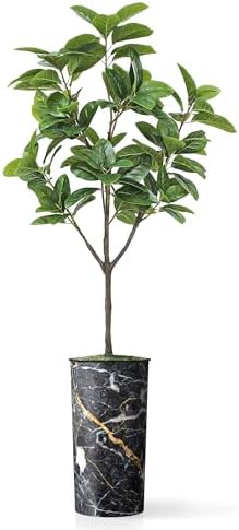 Artificial Tree in Modern Granite Effect Planter, Fake Magnolia Tree for Indoor and Outdoor Home Decoration - 70" Overall Tall (Plant Pot Plus Tree) - Image 2