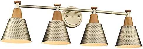 FEMILA Vanity Lights, 4-Lights Bathroom Light Fixtures Over Mirror, Antique Brass Wall Sconces Lamp with Hammered Metal Shade Finish, 4FG59B-4W BG by FEMILA