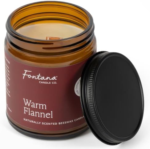 Fontana Candle Co Wood Wick Beeswax Candle, Warm Flannel by FontanaCandleCo