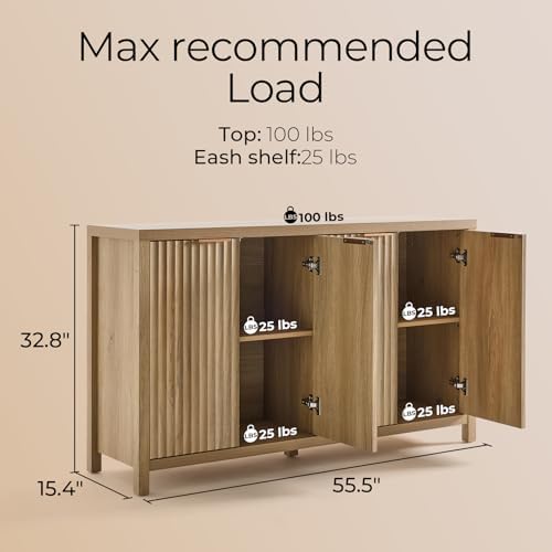 OAKHAM HOME Buffet Cabinet 56" Golden Oak - Image 3