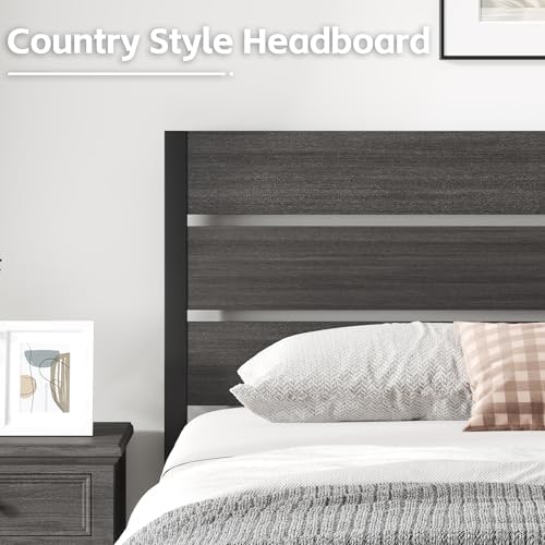 Fluest Full Bed Frame with Headboard and Footboard, Metal Platform Bed Frame with Under Bed Storage, All-Metal Support System, No Box Spring Needed, Easy Assembly,Rustic Grey - Image 3