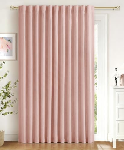 Blush Pink Total Blackout Sliding Door Curtains 84 Inch Long by 100BlackoutShield