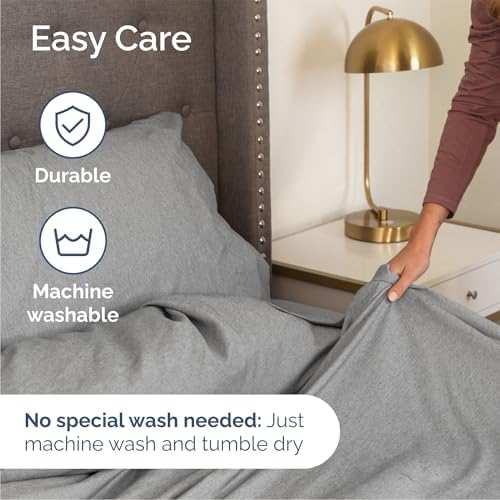 Queen Size 4 Piece Sheet Set - Breathable & Cooling Sheets - Heathered Grey - Image 6