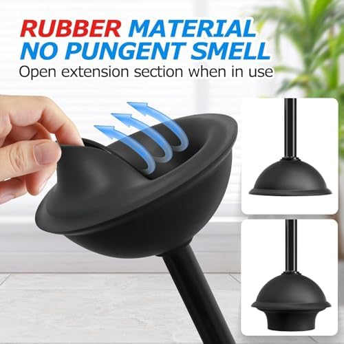 FORASTO 2Pack 2 in 1 Toilet Brush and Plunger Set, Extended Handle Plunger,Toilet Bowl Brush Plunger Set,Bathroom Cleaning Tools,Toilet Brush Plunger Combo,Cleaning Supplies，Black - Image 4