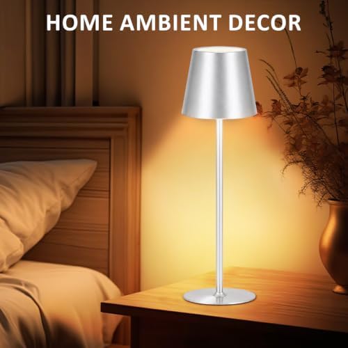 Retisee 12 Pack Cordless Table Lamp Portable Rechargeable Lamp, Silver - Image 6
