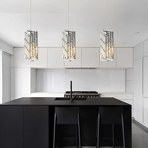 Chrome Pendant Lighting Modern Pendant Light, Mini Crystal Chandeliers,Adjustable Pendant Light Fixture for Kitchen Island Dinning Room Bedroom (1 Pack) - Image 5