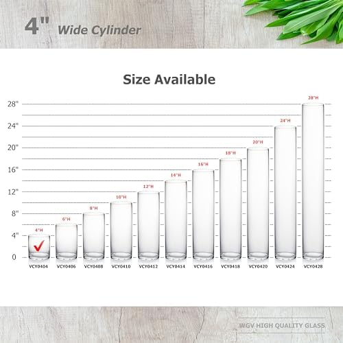 WGV Cylinder Vase, 4" W x 4" H, Floral Container, Glass Candle Holder Centerpiece Planter Terrarium for Wedding Party Event, Home Office Decor, Clear, 1 Piece - Image 3
