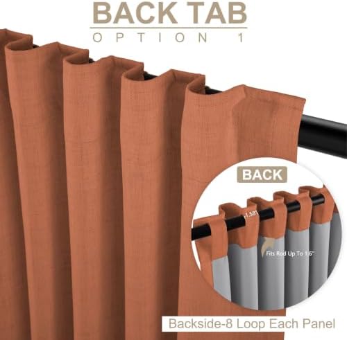 Faux Linen Total Blackout Curtains for Bedroom 108 Inch Long Burnt Orange - Image 3