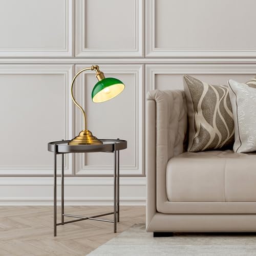 O'Bright Bankers - Cordless LED Table Lamp, Battery-Operated, Rechargeable, 3-Level Dimming, Universal USB-C Charging, 180° Swivel Head, Classic Green Glass Shade, Antique Brass - Image 6