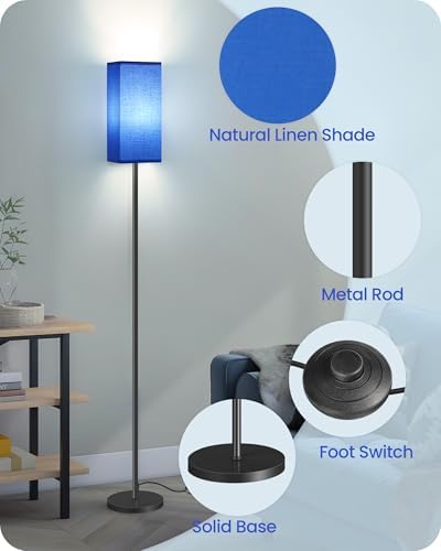 Floor Lamp, Pole Lamp with Foot Switch, Modern Standing Lamp Shade, Minimalist Freestanding Lamp (Bulb Not Included), for Living Room, Bedroom Office ETL Listed, Blue and Black U07LD05 - Image 3