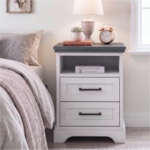 DUMOS Farmhouse Nightstand with Charging Station & USB Ports by DumosLifestyle