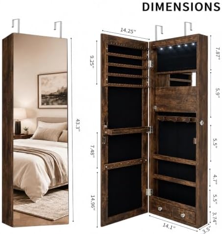 Over the Door Jewelry Organizer, Wall Mounted Jewelry Cabinet - Image 4