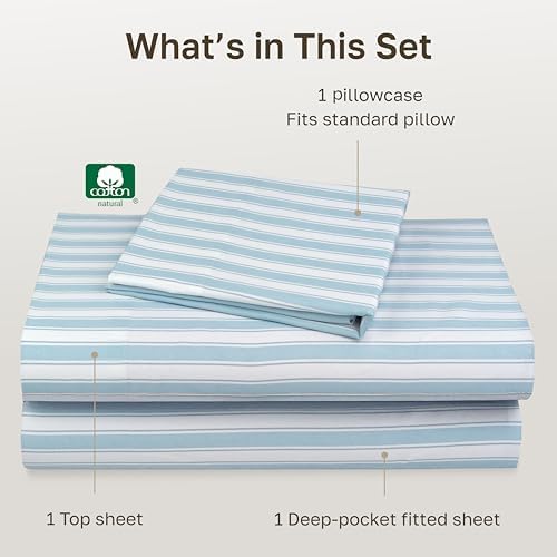 California Design Den 100% Cotton Sateen Twin Size Sheet Set, 3 Pc Set - Image 4