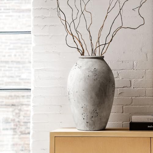 LE TAUCI Ceramic Vase, 11.5 Inch Large Wabi-Sabi Vase, Tall Vase for Home Decor, Living Room Table & Mantel Centerpiece, Watertight & Sturdy, Weathered Stone Greige by LETAUCI