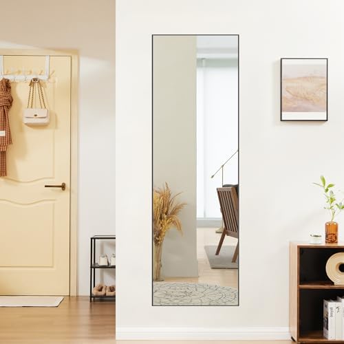 DUMOS Black Full Length Mirror with Stand, 59''x16.5'' Floor Mirrors with Aluminum Alloy Frame for Bedroom, Standing Full Body Mirror with Shatter-Proof Glass for Wall, Living Room, Cloakroom - Image 2