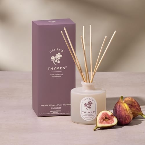 Thymes Petite Oil Reed Diffuser Set – Includes Reeds, Fragrance Oil & Glass Bottle – Luxury Scent Diffusers for Home Decor – Notes of Mediterranean Fig, Green Apple & Driftwood (Day Rise, 4 fl oz) - Image 2