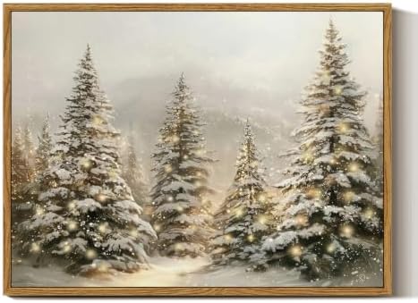 InSimSea Vintage Christmas Winter Framed Wall Art, Warm Forst Tree,12x16In by InSimSeaArt