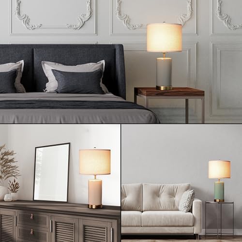 O’Bright Dune - Battery Powered Table Lamp, Rechargeable Cordless Ceramic Lamp, Full-Size 24 Inch Height, 4-Level Dimming, Smart Safety Protection, Type-C Fast Charging, LED Bulb Included, Stone Grey - Image 6