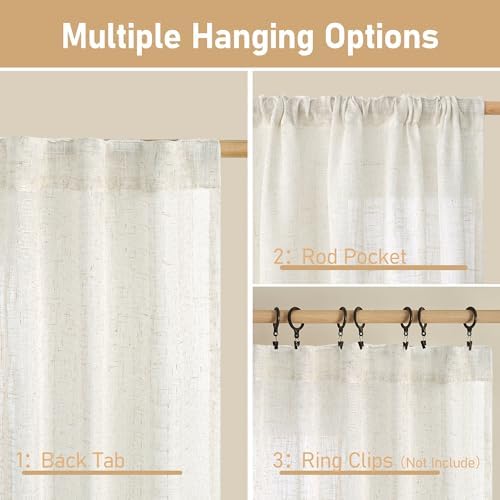 LAMIT Light Filtering Linen Curtains 72 inches Long for Bedroom, 2 Panels - Image 3