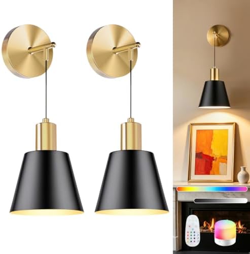 SAIMAND Battery Operated Wall Sconces Set of 2,Wireless Rechargeable Lights by SAIMAND