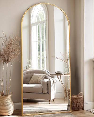 Antok 58" x21” Arched Full Length Mirror with Stand, Floor Mirror, Gold - Image 3