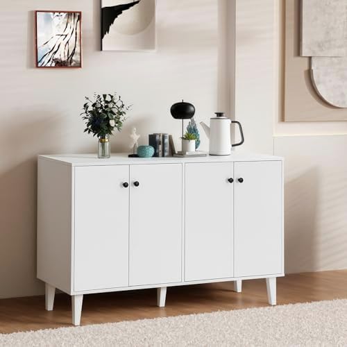 Panana Sideboard Buffet Cabinet Kitchen Storage Cabinet Living Room 4 Doors Console Table (White) - Image 2