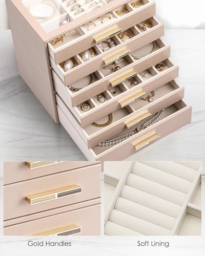 VLANDO Jewelry Box Organizer, 7-Layer Storage Drawers, Glass Window, Modern - Image 5