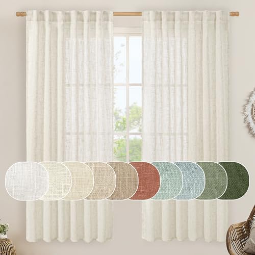 LAMIT Linen Semi Sheer Curtains 72 Inch Length 2 Panels for Living Room by LAMIT