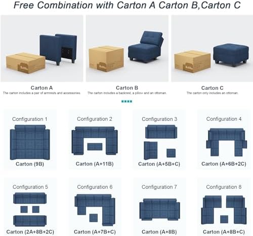 Belffin Modular Sectional Sleeper Sofa with Storage Oversized 9 Seat Modular Sofa Bed for Living Room Blue - Image 5