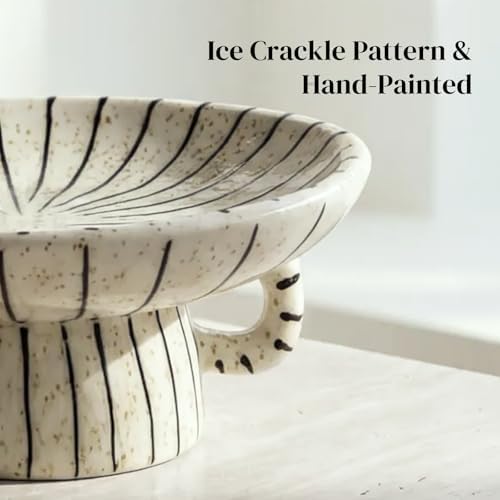 DOWAN 10.5'' Large Decorative Bowls, Handcrafted Ceramic Bowls for Home Decor, Centerpieces for Tables, Chic Key Holder for Entry Table, Unique Hand-painted Modern Art Deco Bowl - Image 6