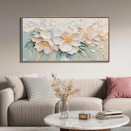 Anolyfi Framed Floral Large Canvas Wall Art for Living Room 40"x20" by Anolyfi