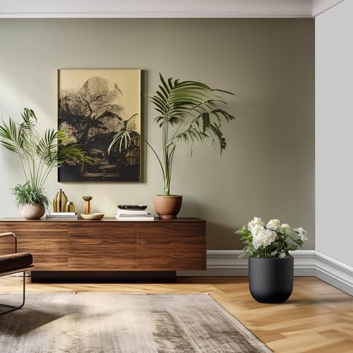 Kante Small Round Capsule Black Concrete Planter 11" Dia, Outdoor - Image 4