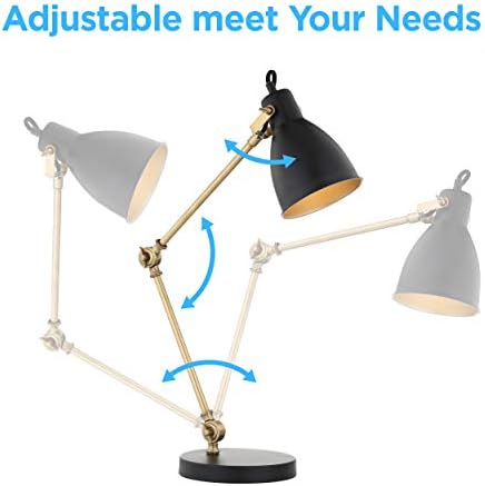 JONATHAN Y Barnes 24" Metal Adjustable Desk Task Lamp, Black/Brass Gold - Image 5