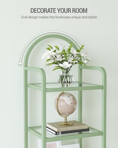 Hzuaneri Bookcase Bookshelf, Tempered Glass Bookshelves - Image 6