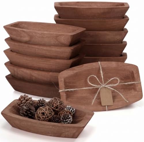 Tioncy 12 Set Wooden Dough Bowls for Decor Bulk, Small,Boat Shape by Tioncy