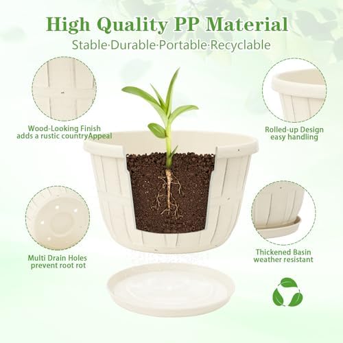 Quarut Plant Planters Pots Set of 4 Pack 16 Inch，Large Plastic Flower Pot - Image 2